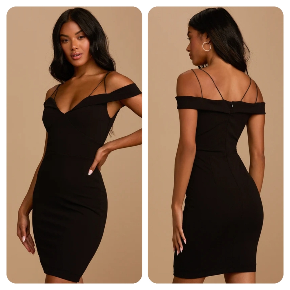 Lulu's Reason To Celebrate Black Off The Shoulder Bodycon Mini Dress XL